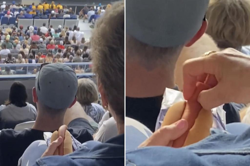 Australian Open fan causes social media stir with hot dog act