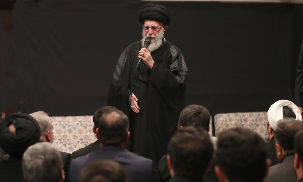 Iranian Supreme Leader Ali Khamenei attends a ceremony at Imam Khomeini Husseinya to commemorate Arbaeen, in Tehran, Iran on September 06, 2023.